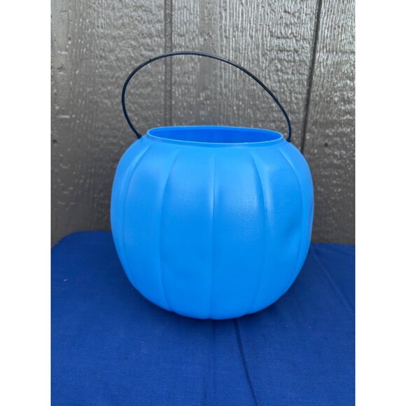 Blue Plastic Pumpkin Halloween Bucket Handle General Foam Trick or Treat - Picture 3 of 6